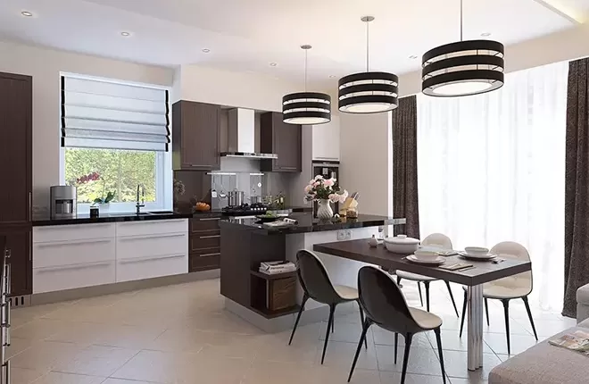 cocina isla central en casa de diseno