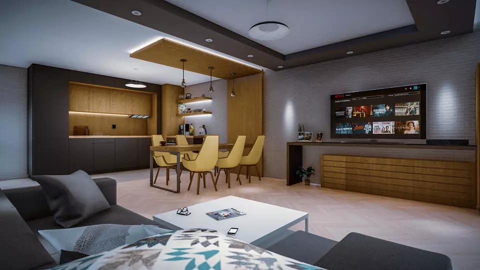 renderizado cocina y comedor apartamento Reformas Granada